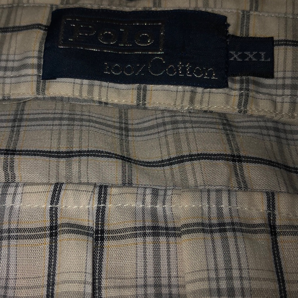 Men's White and Blue Checkered Shirt - Picture 3 of 3